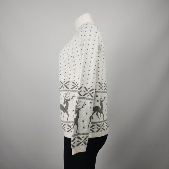 Tradition Country Collection White Knit Reindeer Button Up Cardigan Size S - Picture 5 of 9